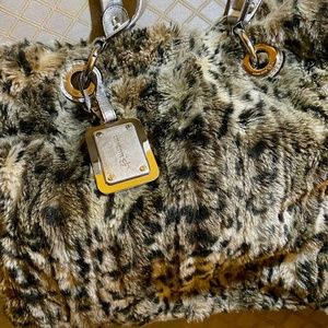 B. Makowsky Cheetah Print Faux Fur Handbag